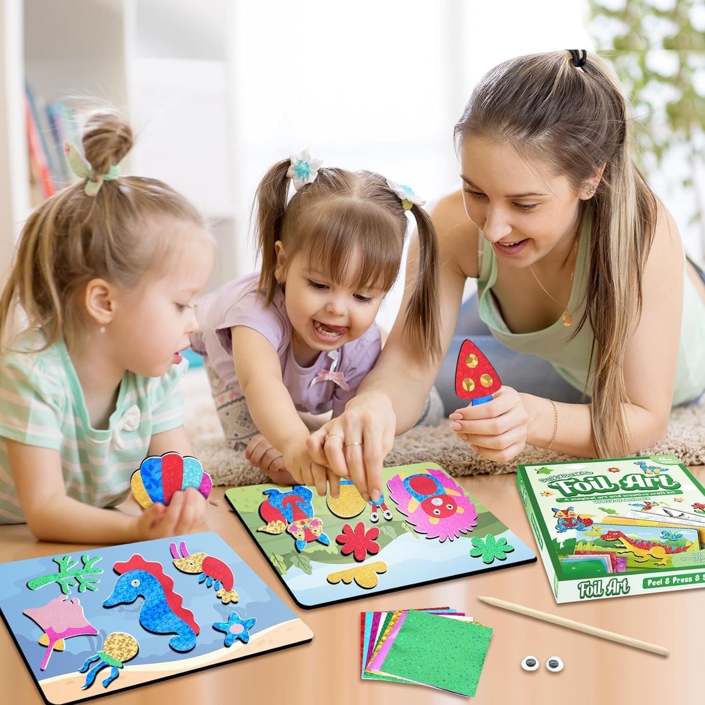 ZMLM Foil Art Craft Kit for Kids – Peel & Press Fun, Mess-Free Colouring, Birthday Gift for Boys & Girls Age 4+