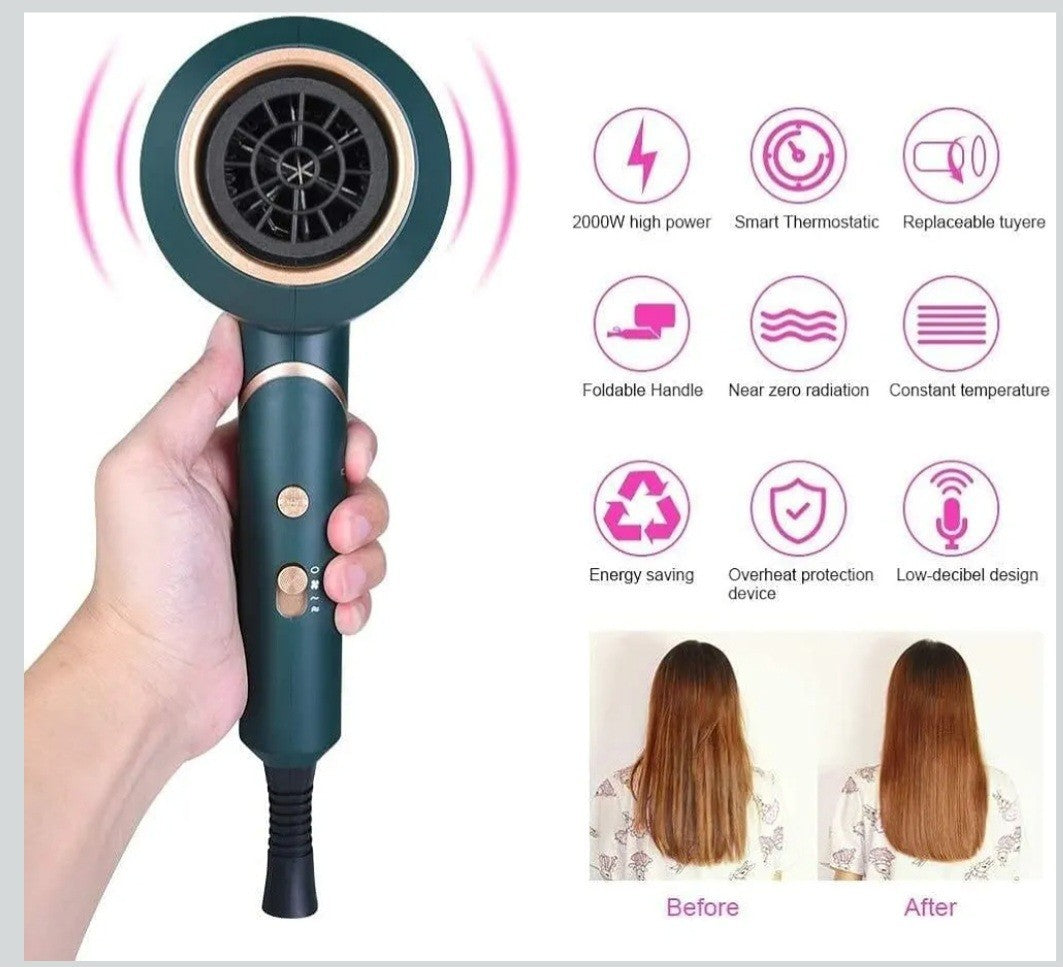 Flintronic Professional Ionic Hair Dryer 2000W - Green - New in Box - With 3...