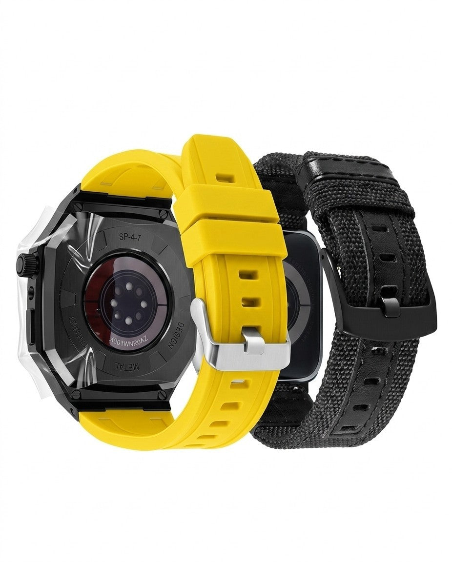 BINLUN 2-Pack Straps for Apple Watch 45mm 44mm with Rugged Metal Protective Case
