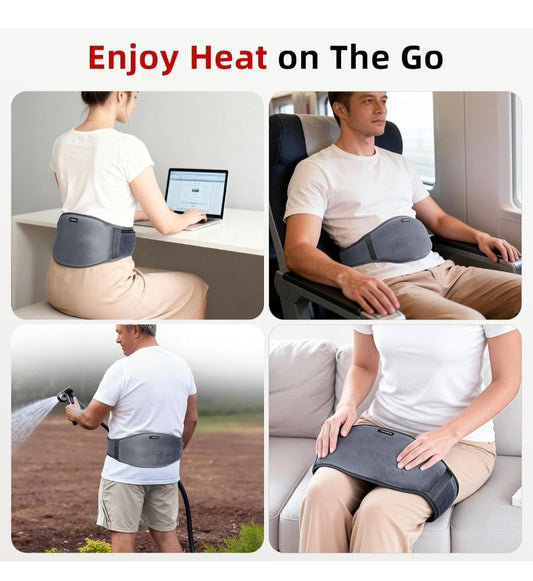 Comfytemp Cordless Lower Back Heating Pad & Massage Belt - Premium Grey