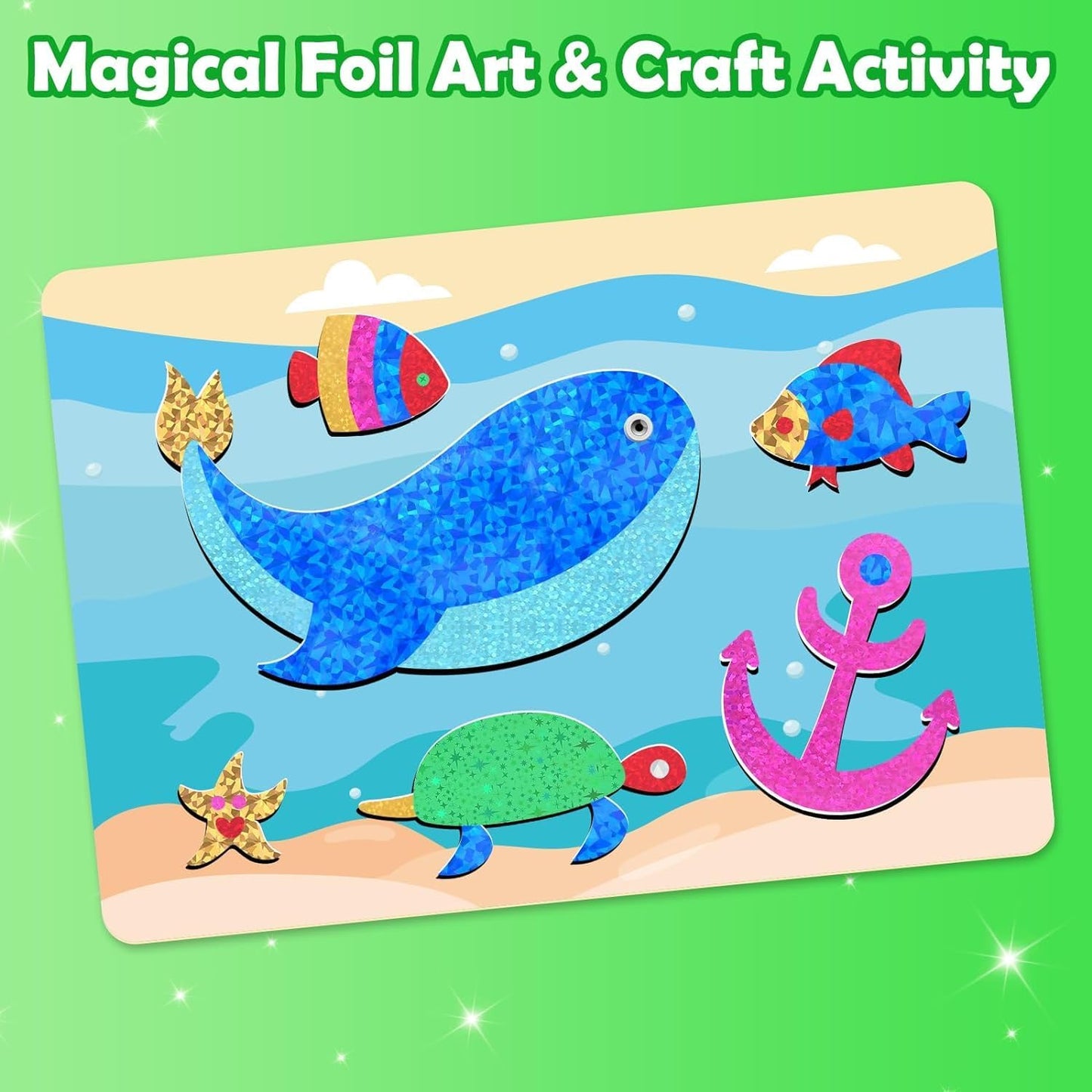 ZMLM Foil Art Craft Kit for Kids – Peel & Press Fun, Mess-Free Colouring, Birthday Gift for Boys & Girls Age 4+