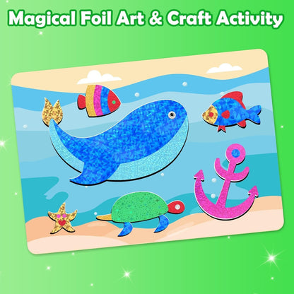 ZMLM Foil Art Craft Kit for Kids – Peel & Press Fun, Mess-Free Colouring, Birthday Gift for Boys & Girls Age 4+