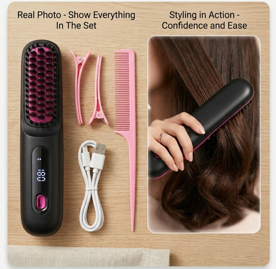 Negative Ion Hair Straightener Brush - Electric Heating Comb - NEW & BOXED