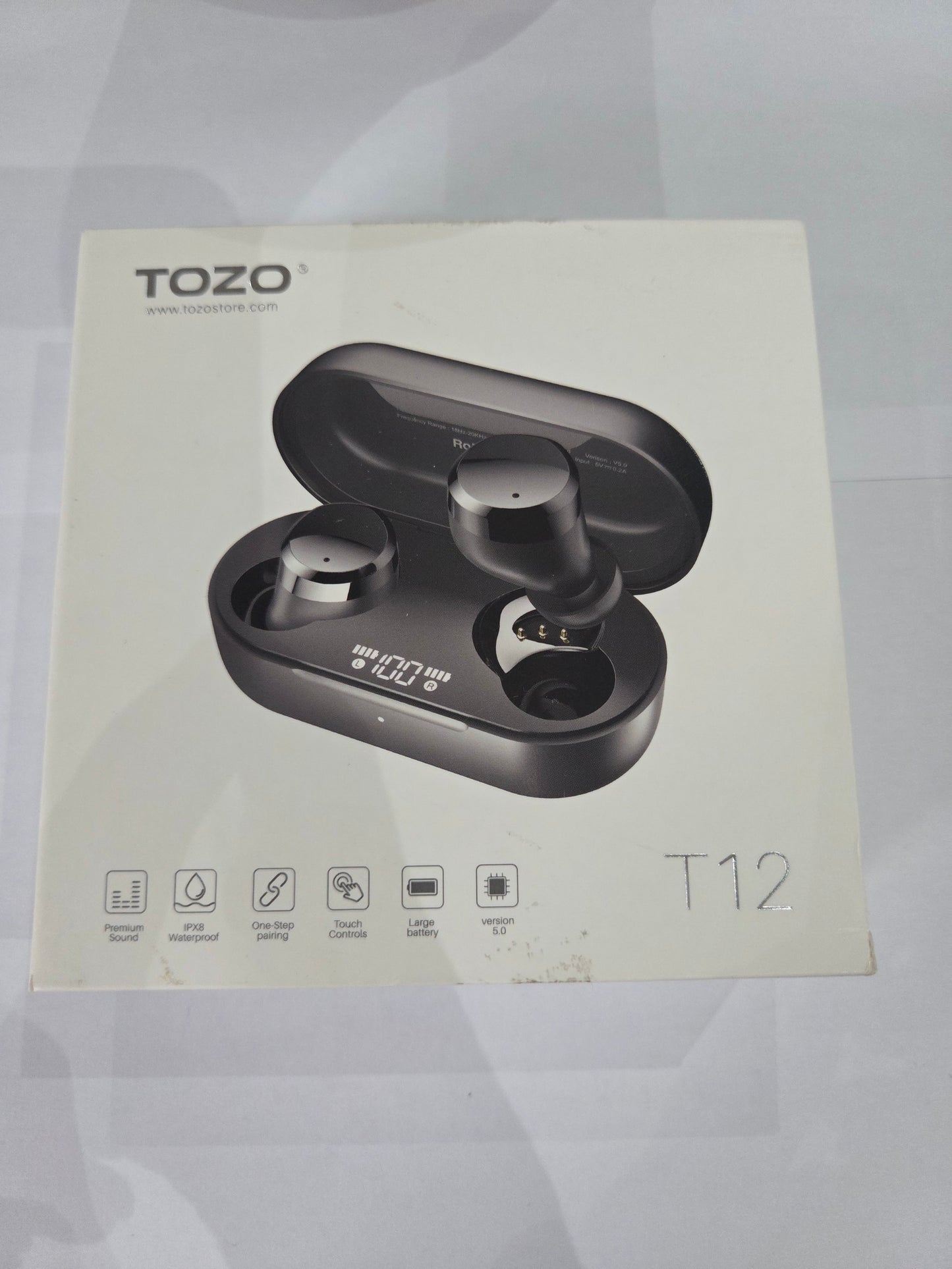 TOZO T12 Wireless Earbuds Bluetooth Headphones Smart LED Display IPX8 Waterproof