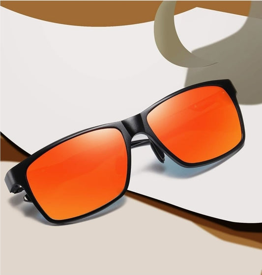 DUCO Men's Polarized Sunglasses 8206 Black Frame REVO RED Lens - FULL SET NEW