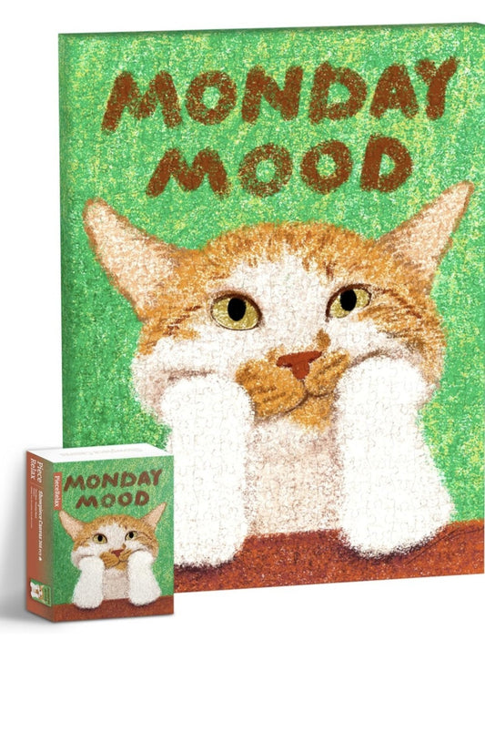 BNIB PieceRelax Showpiece Canvas Jigsaw Puzzle - Monday Mood Cat - 366pcs NEW