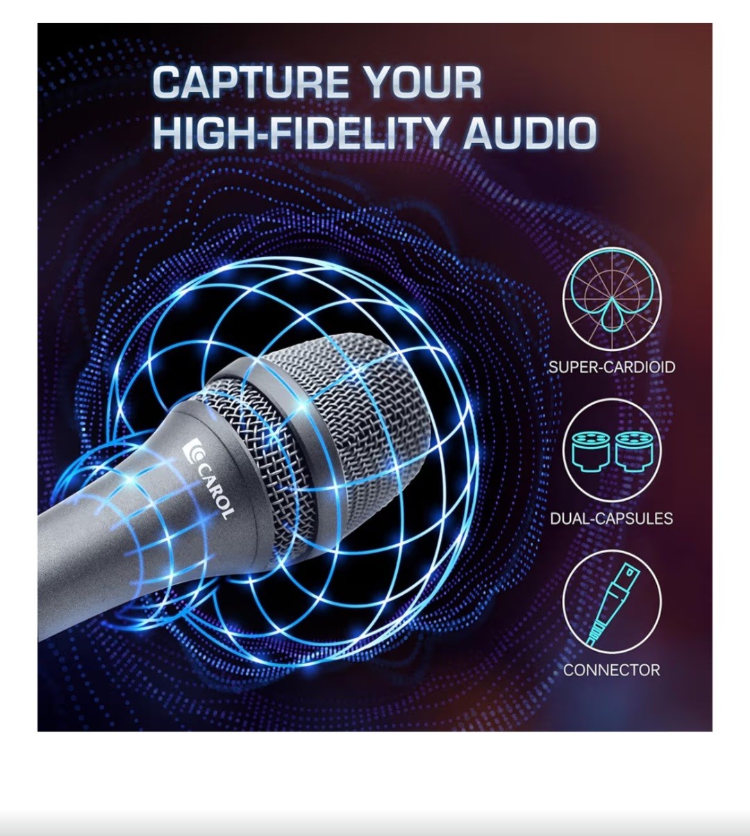 CAROL  AC-900 XLR Wired Vocal Microphone–Dynamic Supercardioid Mic With 4.5Cable