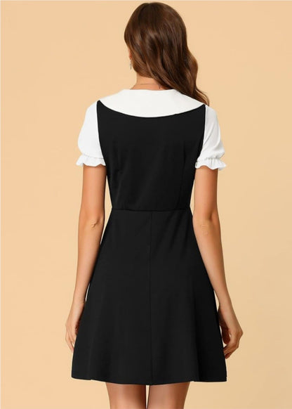 Allegra K Women's 50s Lolita A-Line Dress – Size L | Black & White Peter Pan Collar | BNWT