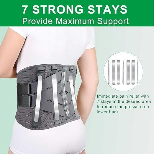 Heated Back Brace Support Belt – Posture & Lumbar Support with Warming Pad