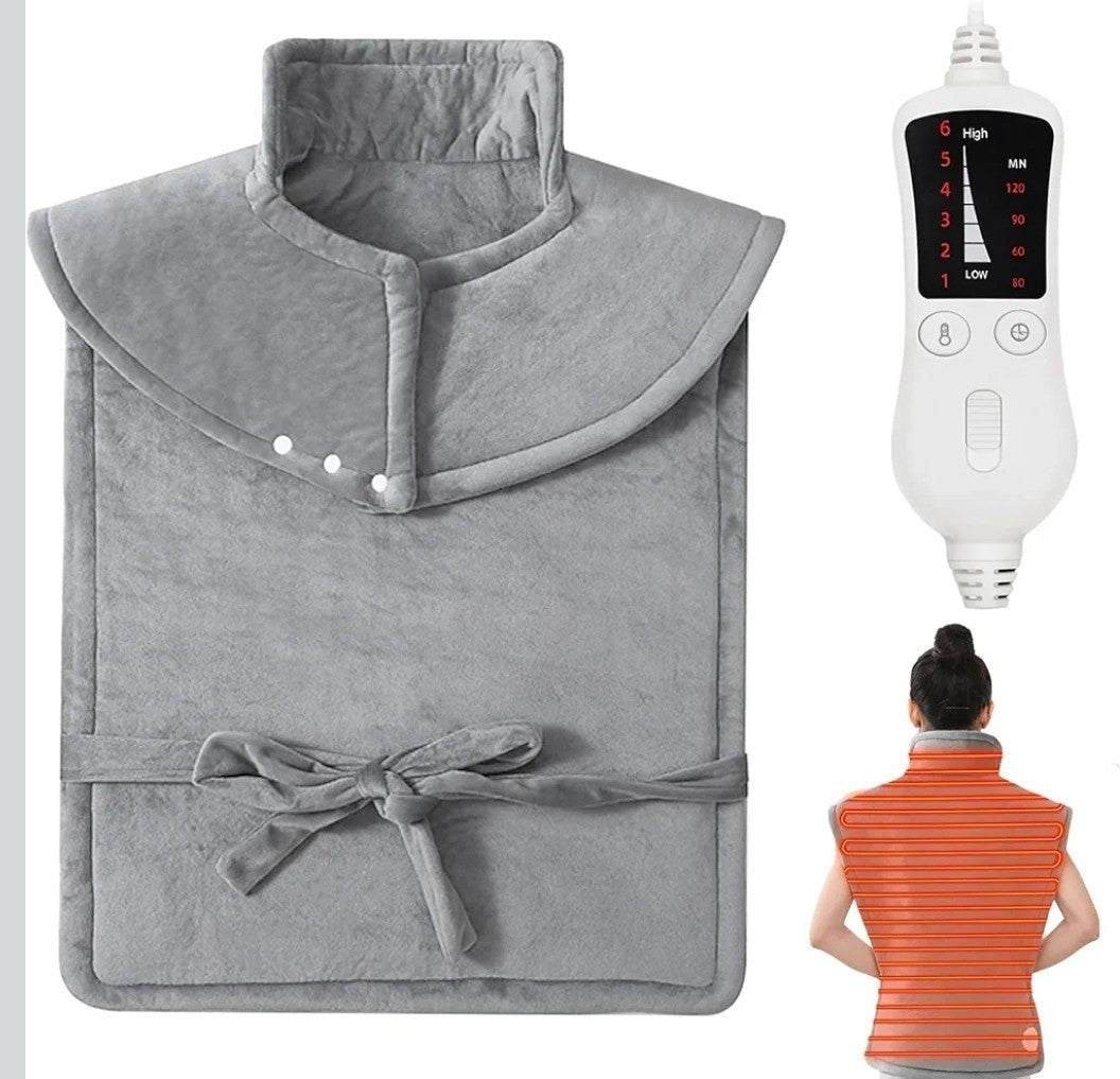 Tatqilo Electric Heating Pad for Back Neck Shoulders 60x100cm Heat Relief Grey
