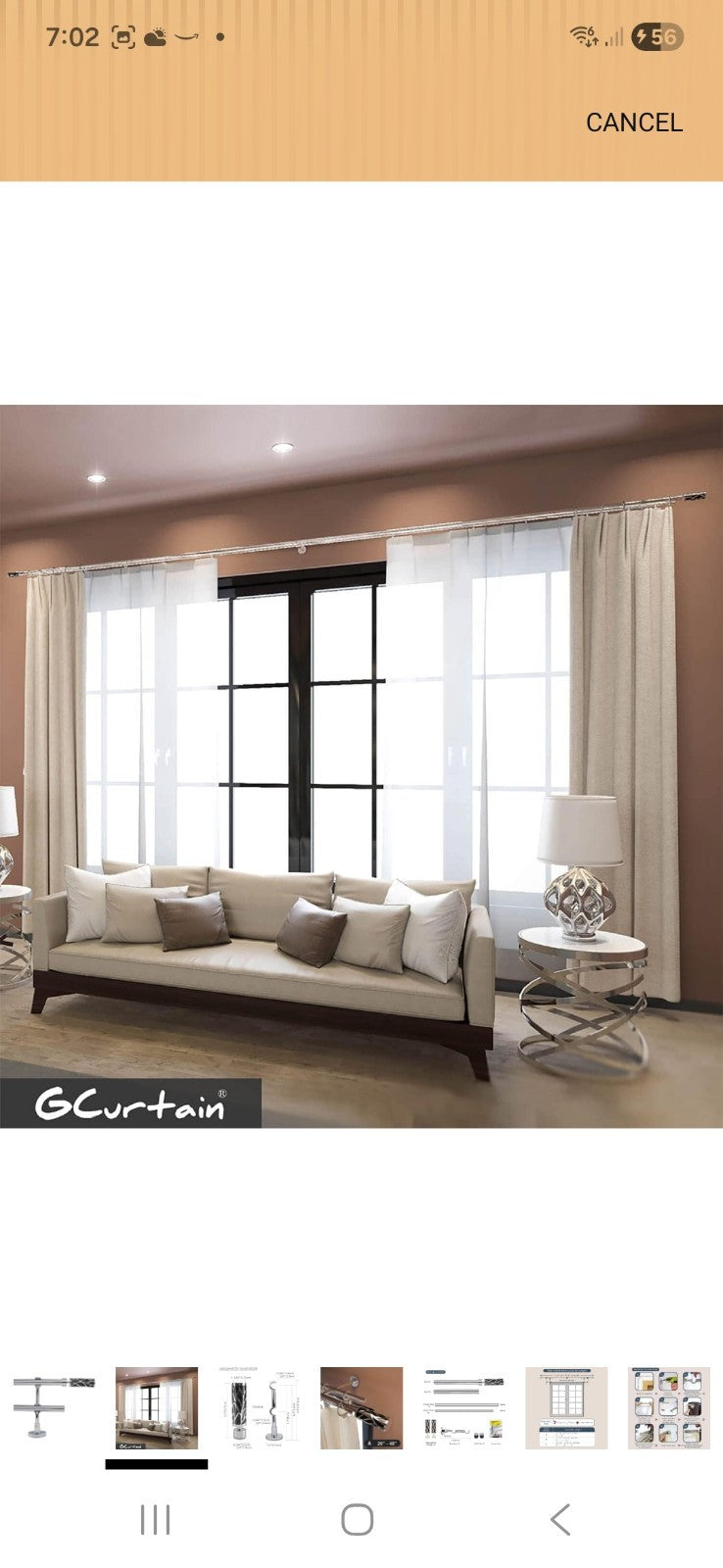 GC Curtain Extendable Chrome Double Curtain Pole Kit 70-120cm - Black & Silver
