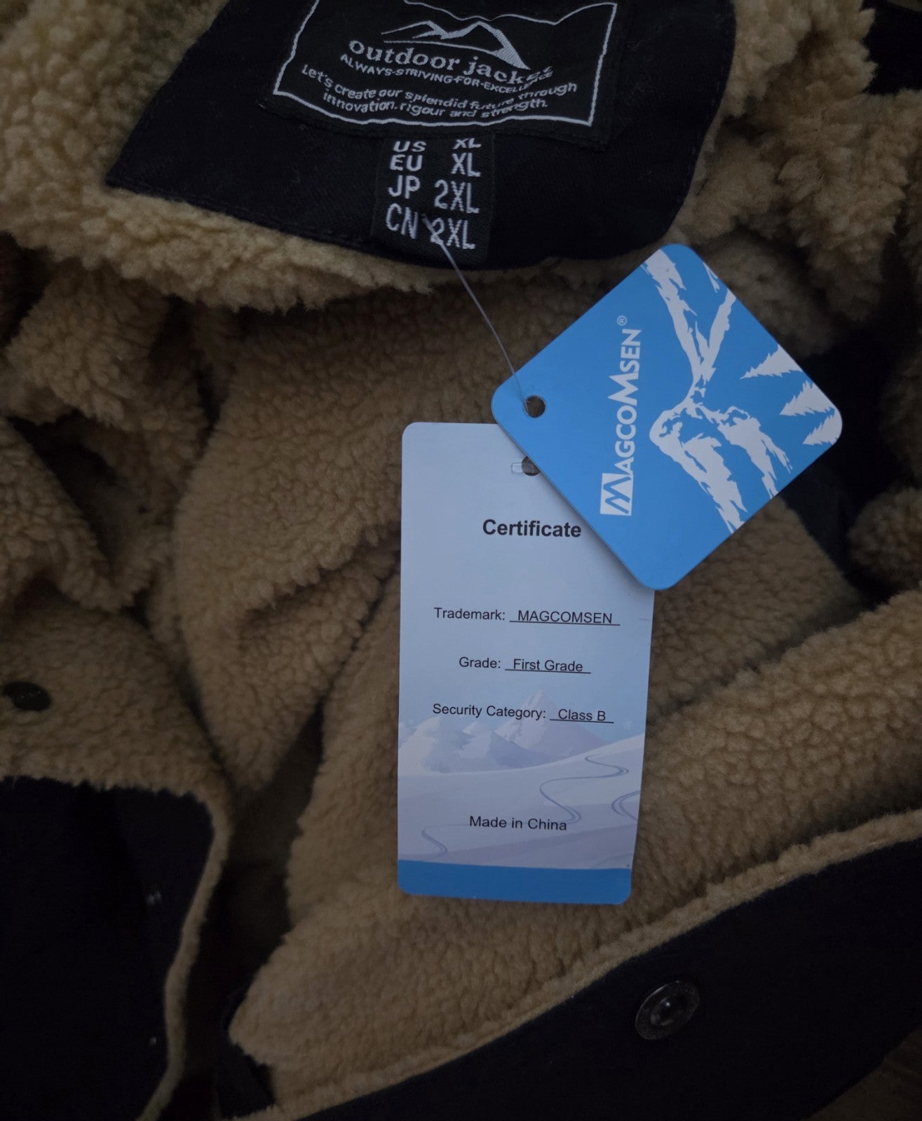MAGCOMSEN Mens Winter Jacket Navy Blue Size XL Fleece Lined Cargo Military Coat