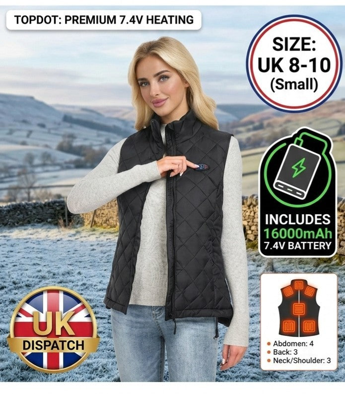 Topdot Heated Gilet Womens Vest + 16000mAh Power Bank Battery Pack 7.4VElectric