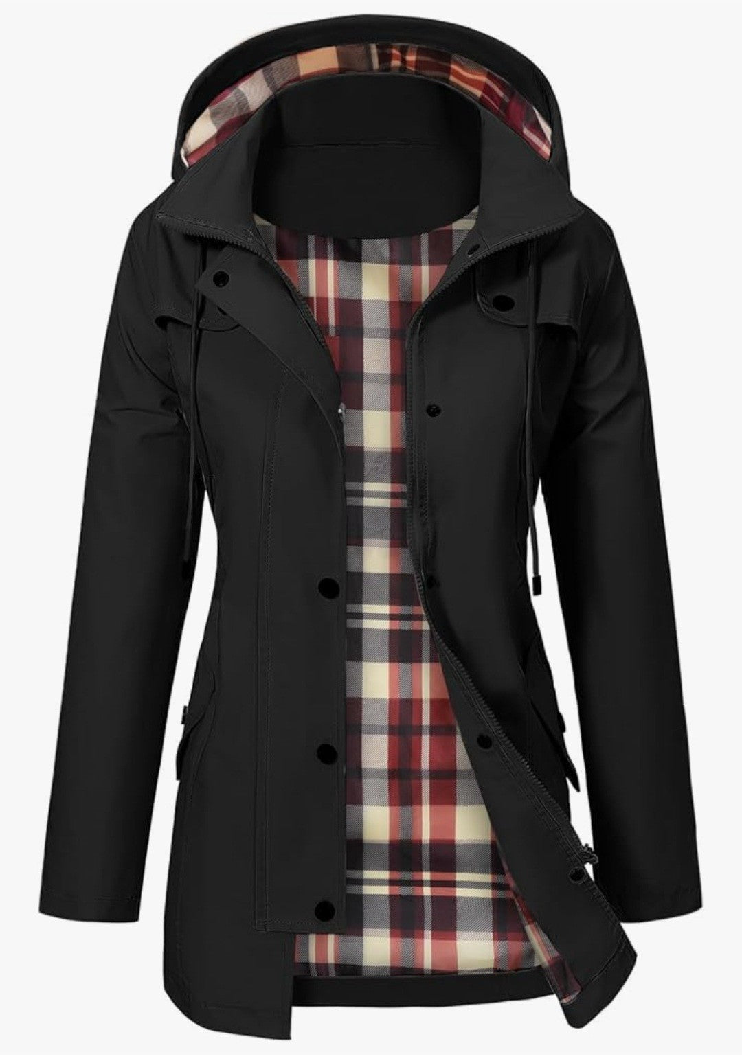 Women's Waterproof Jacket Long Rain Coats Hooded Rain Jacket XL