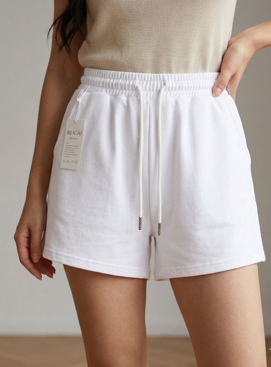 BNWT BEIGAI Women’s 100% Pure Cotton White Sweat Shorts