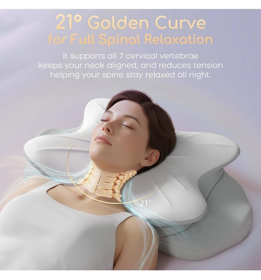 RUMMY Cervical Memory Foam Pillow - Ergonomic Neck Support - Grey