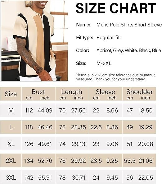 Men's Fashion Polo Shirts Vintage Striped Knitting Shirts Casual Long Sleeve Gol