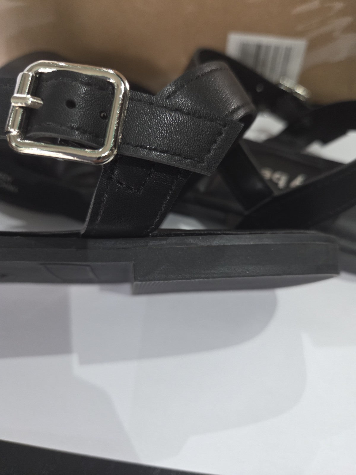 Simply Be Women's Black Flat Sandals Quilted Twist Extra Wide Fit UK 8 EU 42 New