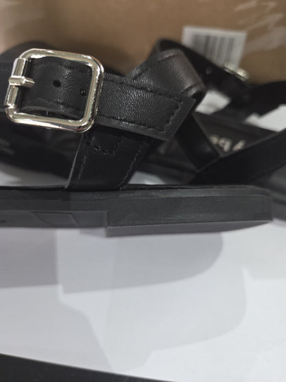 Simply Be Women's Black Flat Sandals Quilted Twist Extra Wide Fit UK 8 EU 42 New