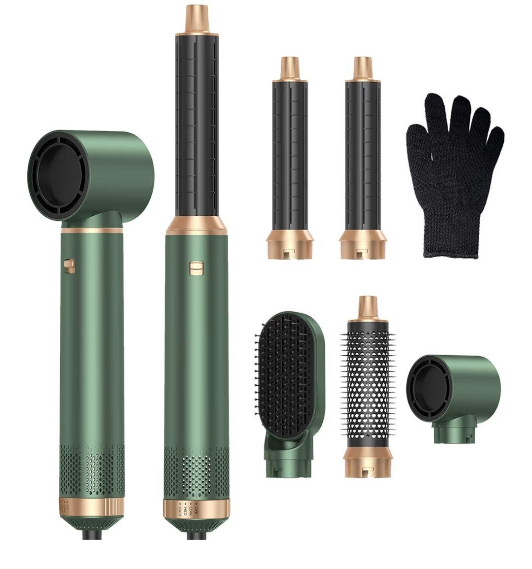 5 in 1 Hair Styler Air Styler Hot Air Brush Curling Wand Set UK Plug Black Gold