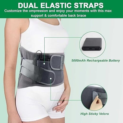 Heated Back Brace Support Belt – Posture & Lumbar Support with Warming Pad