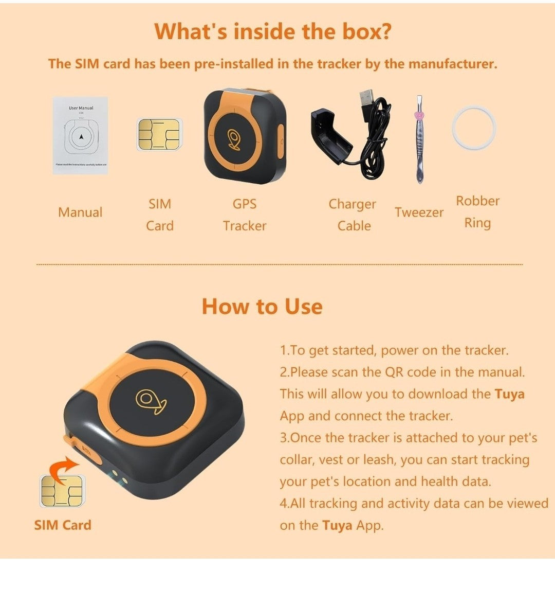 4G Pet GPS Tracker & Health Monitor for Dogs/Cats - LOSHALL C08 - New & Sealed