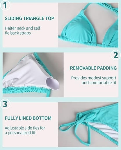 CharmLeaks Women Triangle Bikini Set Two Piece Padded Swimming Costume size s