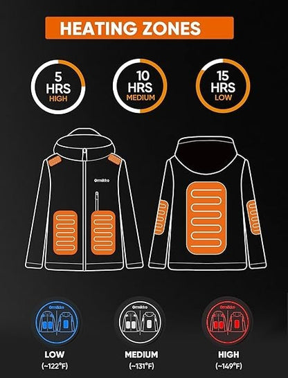 ORRNIKKO Women's Heated Jacket with 20000mAh Battery Pack - Waterproof & Hooded