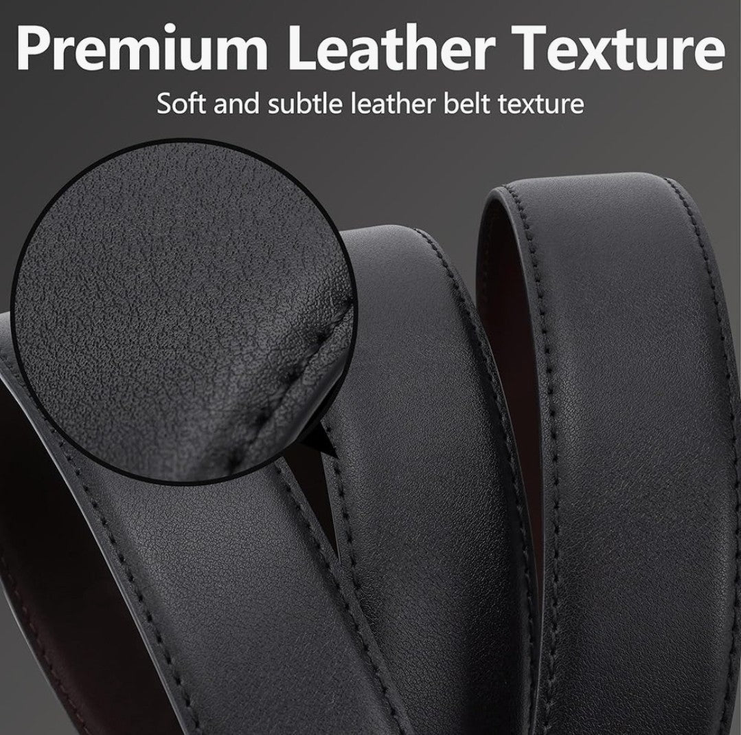 Sunya Men's Genuine Leather Reversible Belt Black Brown 2in1 Twist Buckle Boxed