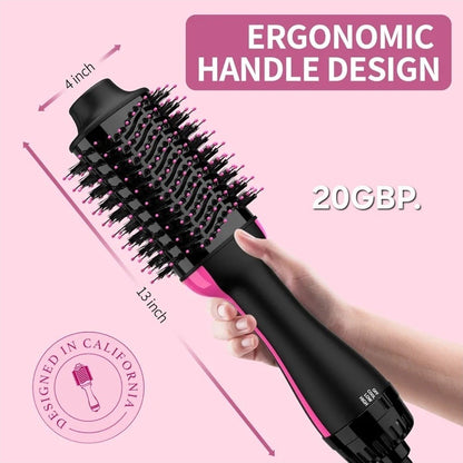 Professional 1-Step Hair Dryer & Volumizer | Hot Air Brush Styler | Pink &...