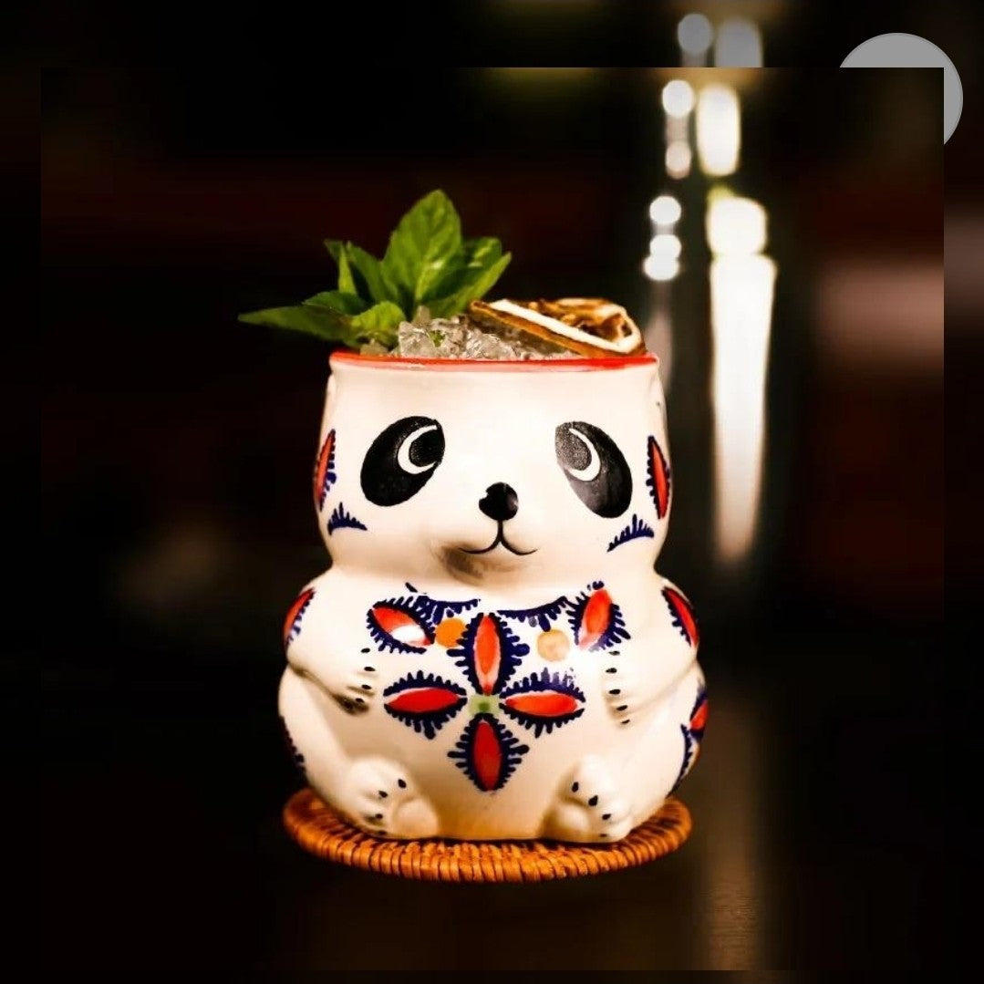 Panda Ceramic Tiki Mug - Novelty Cocktail Glass Barware, New