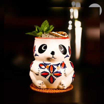 Panda Ceramic Tiki Mug - Novelty Cocktail Glass Barware, New