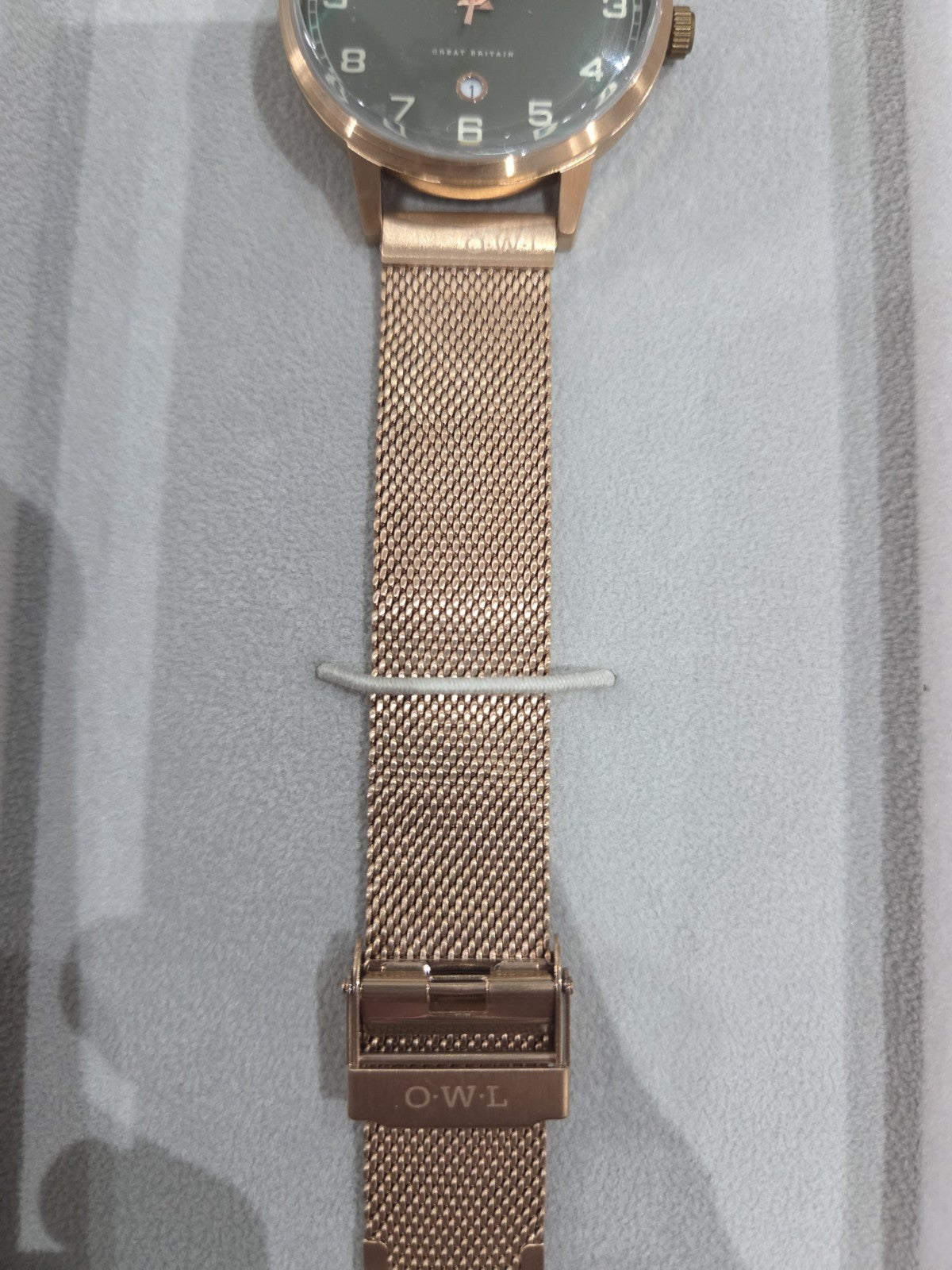 OWL Great Britain Brancaster Men's Watch Rose Gold Mesh Stone Grey New Box B8MRG