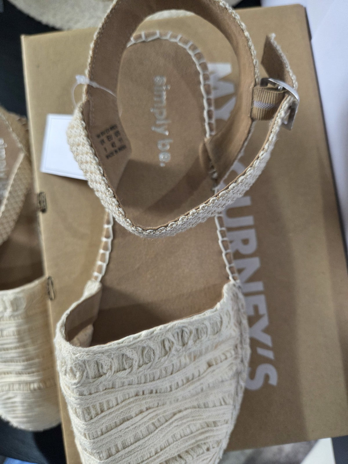 Simply Be Women's Espadrilles Sandals Size UK 9 EU 42 Cream Beige New In Box