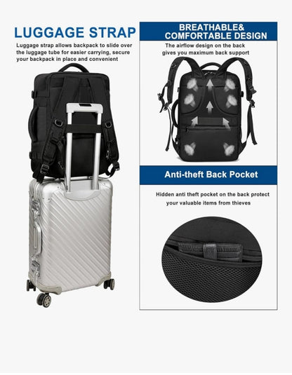 ENZOSUM Cabin Bag 45x36x20cm for EasyJet Underseat Personal Item Backpack Black