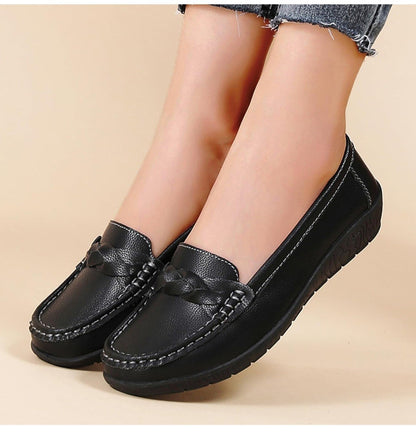HAJINK Women’s Black Faux Leather Loafers Work Shoes Comfort Wedge UK 6 EU 39
