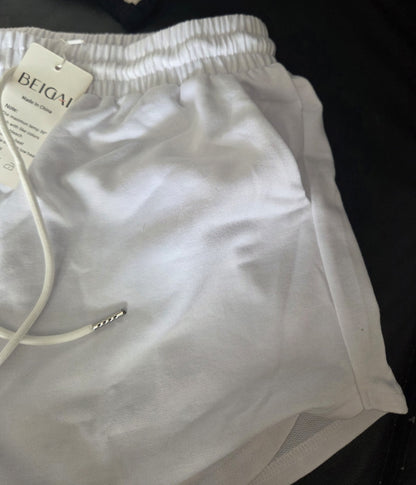 BNWT BEIGAI Women’s 100% Pure Cotton White Sweat Shorts