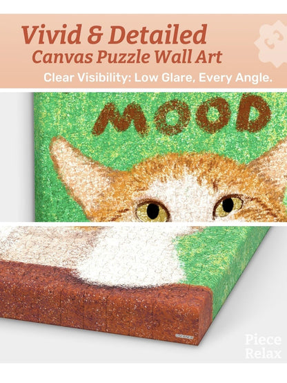 BNIB PieceRelax Showpiece Canvas Jigsaw Puzzle - Monday Mood Cat - 366pcs NEW