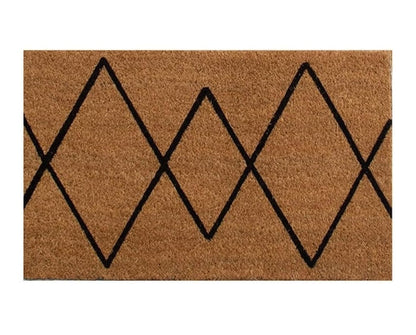 Large Lily Pad Boho Diamond Coir Doormat 75x45cm - 100% Natural Eco-Friendly