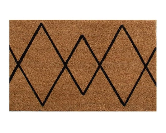 Large Lily Pad Boho Diamond Coir Doormat 75x45cm - 100% Natural Eco-Friendly