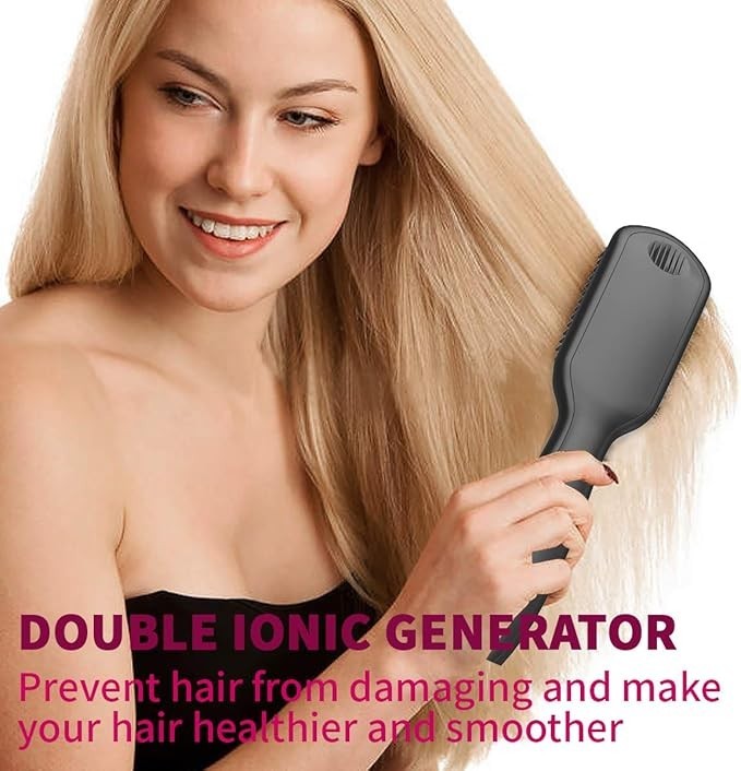 JAMIEWIN Hair Straightener Brush – 3-in-1 Ionic Ceramic Comb | Anti-Scald