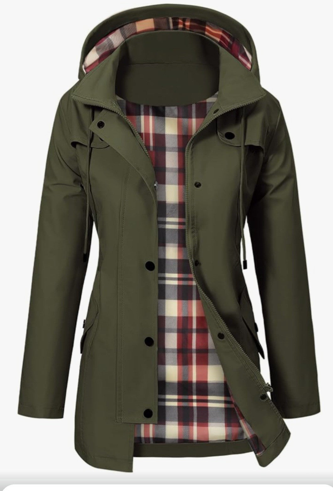 Women's Waterproof Jacket Long Rain Coats Hooded Rain Jacket Size S