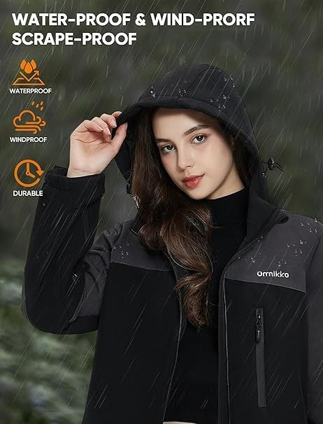 ORRNIKKO Women's Heated Jacket with 20000mAh Battery Pack - Waterproof & Hooded