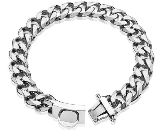 YOTHIWAD 12" Dog Chain Collar Stainless Steel Cuban Link Heavy Duty Snap Buckle