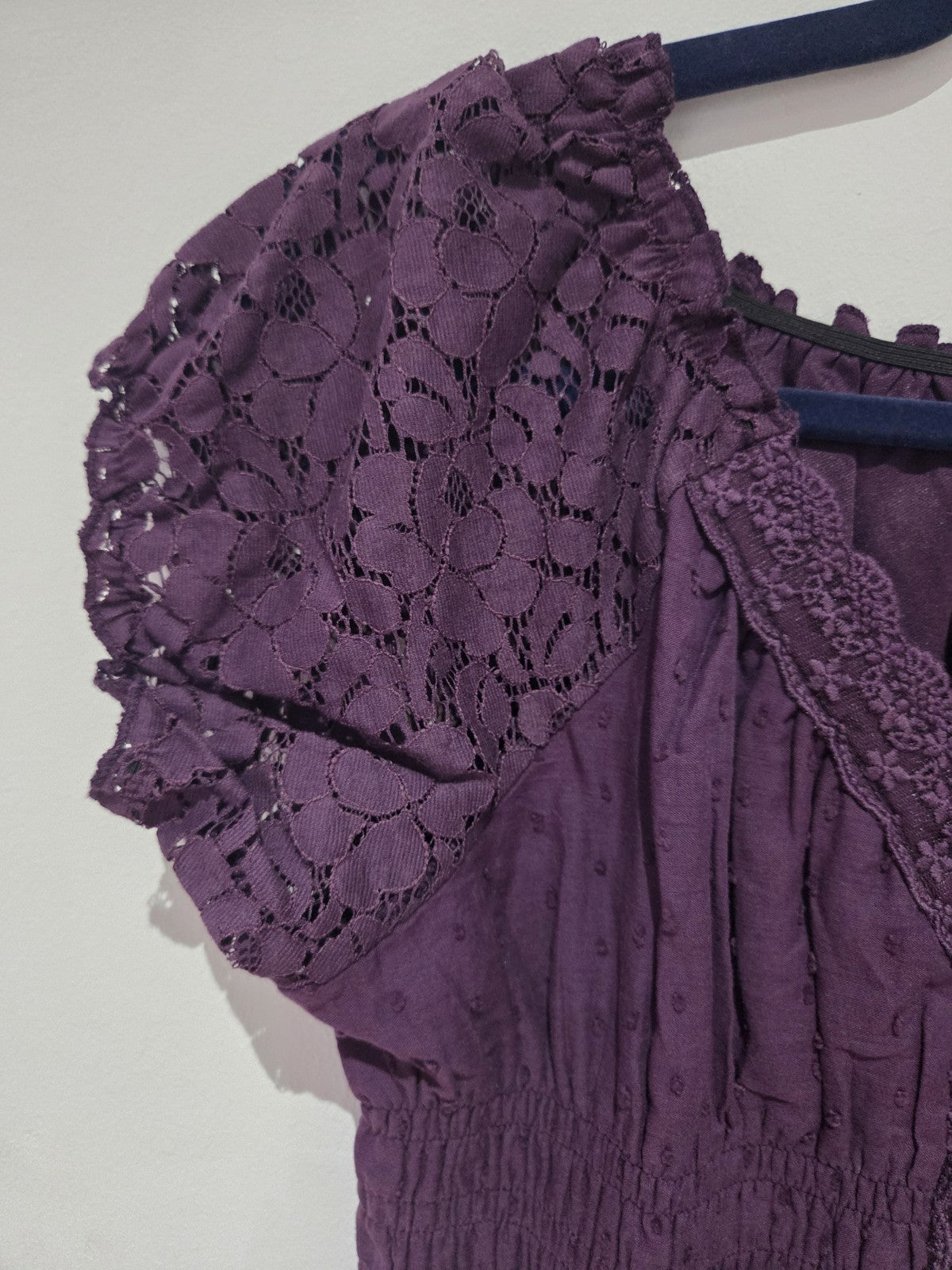 Anna-Kaci Plum Purple Maxi Dress M BNWT Boho Swiss Dot Lace Crochet Summer