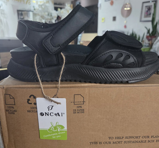 ONCAI Walking Sandals Womens Arch Support Hiking Sandals Black Size 7.5