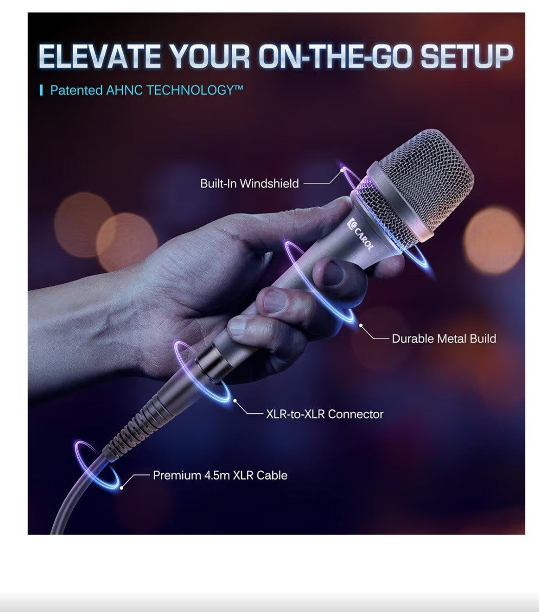 CAROL  AC-900 XLR Wired Vocal Microphone–Dynamic Supercardioid Mic With 4.5Cable