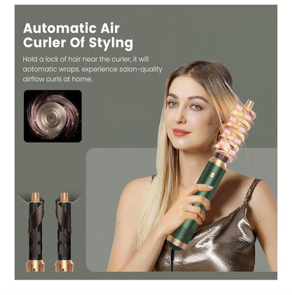 5 in 1 Hair Styler Air Styler Hot Air Brush Curling Wand Set UK Plug Black Gold