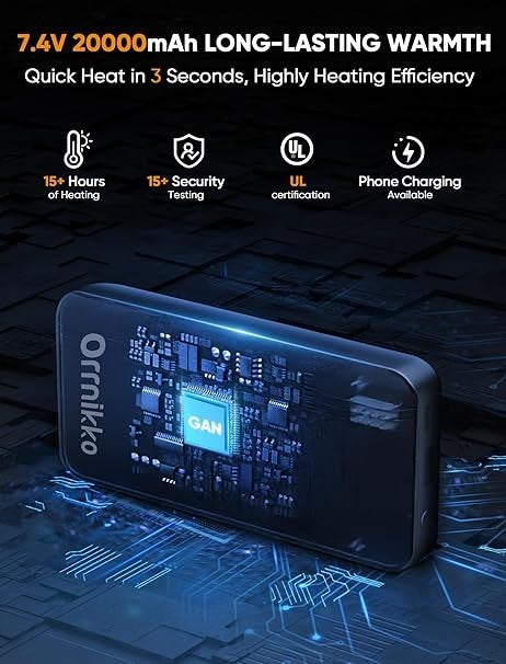 ORRNIKKO Women's Heated Jacket with 20000mAh Battery Pack - Waterproof & Hooded