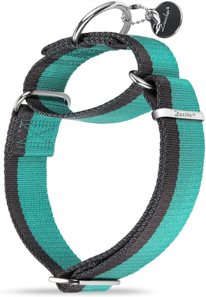 NEW Dazzber 1.5" Wide Martingale Dog Collar Large L - Mint Blue & Grey